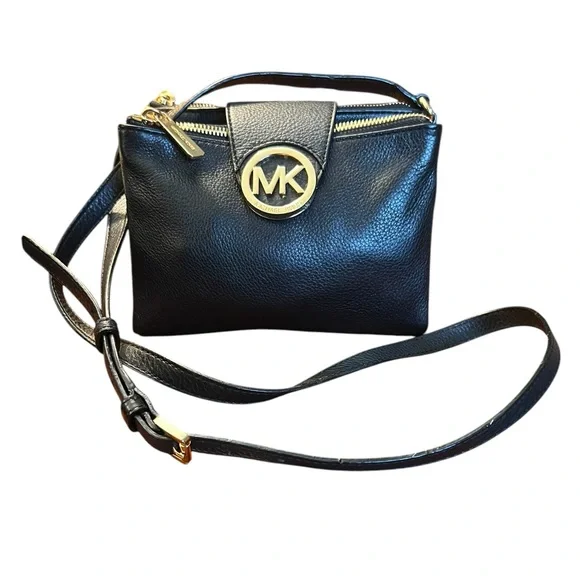 Michael Kors Fulton Crossbody Bag Black Pebbled Leather - Picture 3 of 15